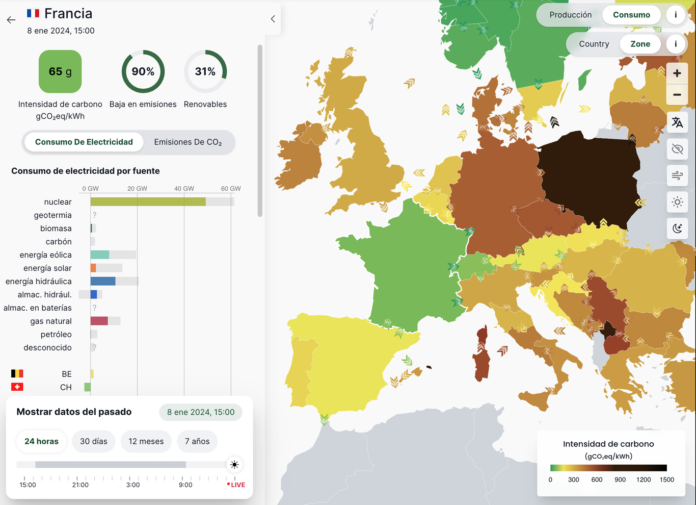 ¿De dónde proviene la electricidad de cada país del mundo?